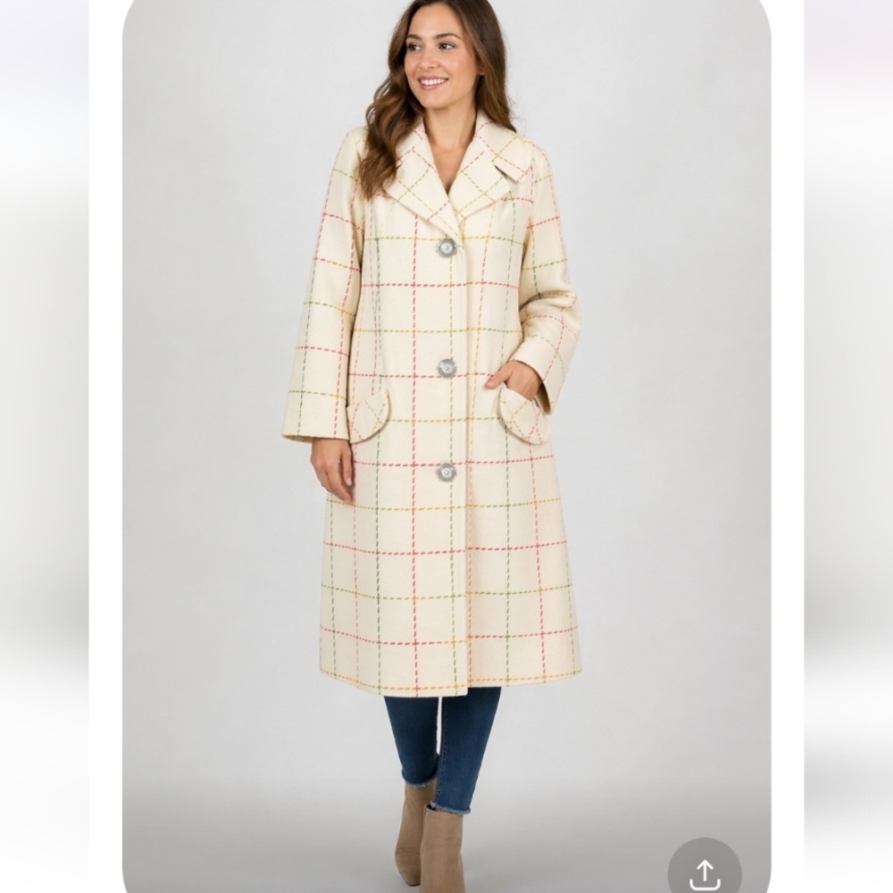 VINTAGE Union Label Long Coat Patterned